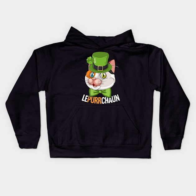 Leprechaun Cat Costume Cat Lovers St Patricks Day Cat Kids Hoodie by 2blackcherries